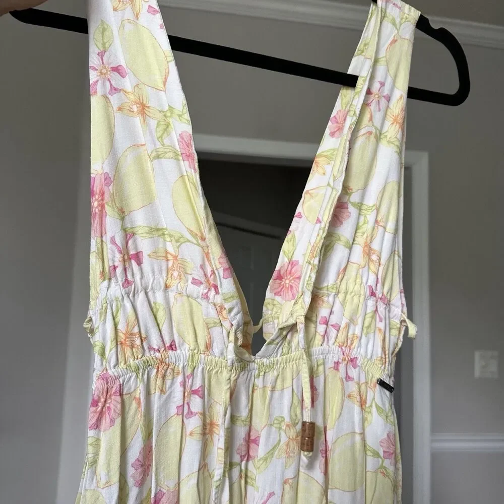Maaji Eva Maxi Dress in Lemonade Women’s Long Yellow Pink Tropical Print Sz S - Picture 8 of 14